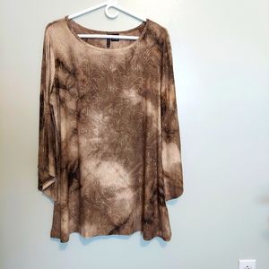 New Directions brown top Round Neckline Size Large